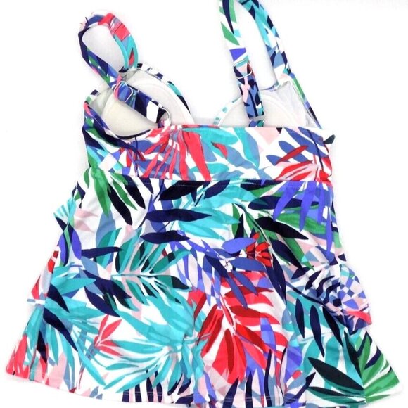 Swim Solutions Tankini Top Palm Springs Triple Tier Size 10 up to D Multicolor - Picture 2 of 6